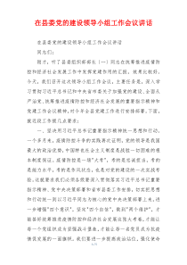 在县委党的建设领导小组工作会议讲话
