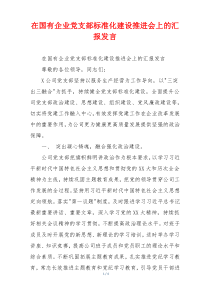 在国有企业党支部标准化建设推进会上的汇报发言