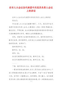 在市人大会议各代表团中共党员负责人会议上的讲话