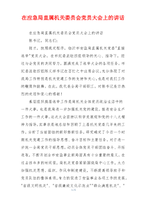 在应急局直属机关委员会党员大会上的讲话