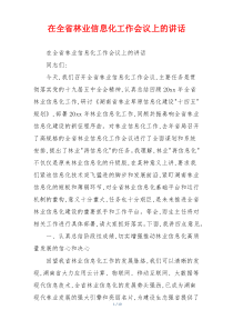 在全省林业信息化工作会议上的讲话