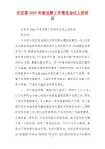 在区委2025年度巡察工作推进会议上的讲话