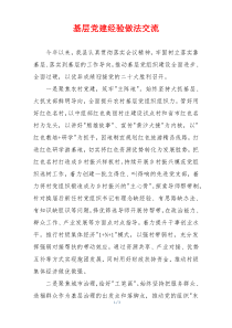 基层党建经验做法交流