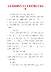 基层党建述职评议考核反馈意见整改方案详情