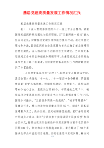 基层党建高质量发展工作情况汇报