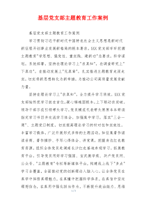 基层党支部主题教育工作案例