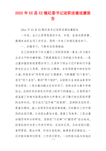 2025年XX县XX镇纪委书记述职述德述廉报告
