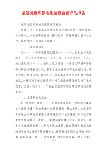 基层党组织标准化建设自查评估报告