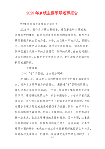 2025年乡镇主要领导述职报告