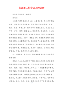 在县委工作会议上的讲话