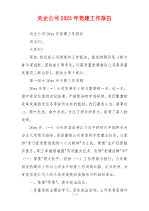 央企公司2025年党建工作报告