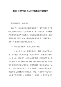 2025年党支部书记年度述职述廉报告