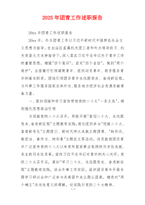 2025年团青工作述职报告