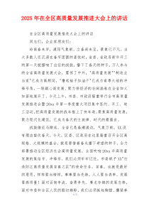 2025年在全区高质量发展推进大会上的讲话