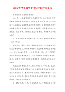 2025年度乡镇党委书记述职述法报告