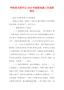 学校党支部书记2025年度抓党建工作述职报告
