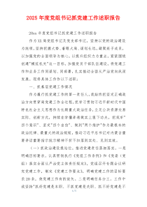 2025年度党组书记抓党建工作述职报告