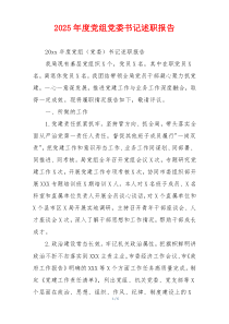 2025年度党组党委书记述职报告