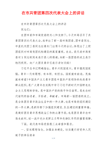 在市共青团第四次代表大会上的讲话