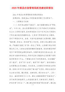 2025年度县应急管理局抓党建述职报告