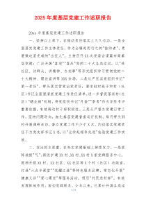 2025年度基层党建工作述职报告
