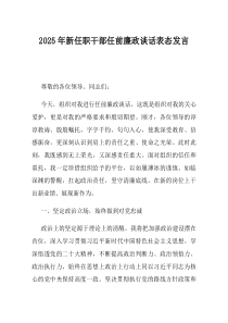 2025年新任职干部任前廉政谈话表态发言