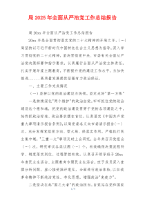 局2025年全面从严治党工作总结报告