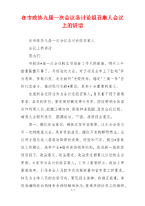 在市政协九届一次会议各讨论组召集人会议上的讲话