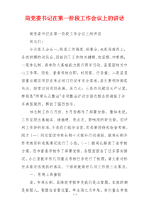 局党委书记在第一阶段工作会议上的讲话