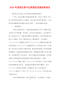 2025年度某区委书记抓基层党建述职报告