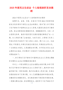 2025年度民主生活会 个人检视剖析发言提纲