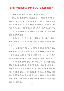 2025年度水利局党组书记、局长述职报告