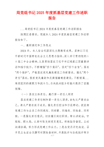 局党组书记2025年度抓基层党建工作述职报告