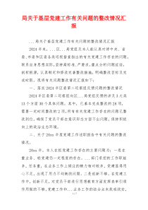 局关于基层党建工作有关问题的整改情况汇报