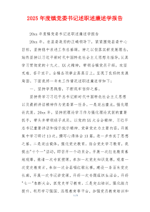 2025年度镇党委书记述职述廉述学报告