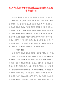 2025年度领导干部民主生活会副镇长对照检查发言材料