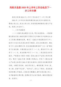 局机关党委2025年上半年工作总结及下一步工作打算