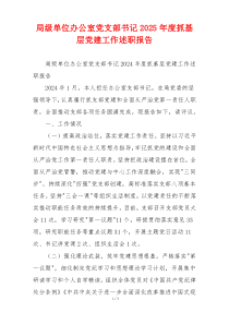 局级单位办公室党支部书记2025年度抓基层党建工作述职报告