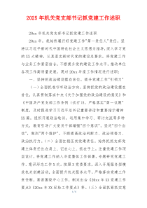 2025年机关党支部书记抓党建工作述职