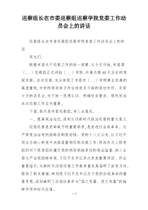 巡察组长在市委巡察组巡察学院党委工作动员会上的讲话