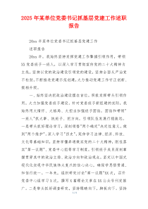 2025年某单位党委书记抓基层党建工作述职报告
