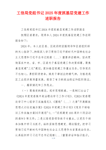 工信局党组书记2025年度抓基层党建工作述职报吿