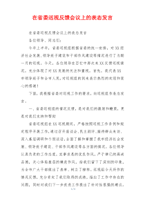 在省委巡视反馈会议上的表态发言