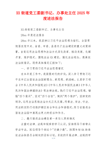 XX街道党工委副书记、办事处主任2025年度述法报告