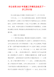 市公安局2025年党建工作情况总结及下一步工作计划