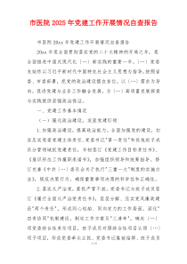 市医院2025年党建工作开展情况自查报告