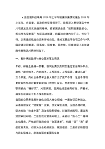 X县发展和改革局2025年上半年诺廉守廉情况报告