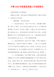 乡镇2025年抓基层党建工作述职报告