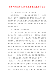 市国资委党委2025年上半年党建工作总结