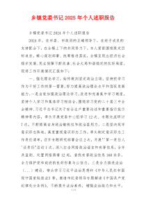 乡镇党委书记2025年个人述职报告